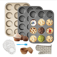 thumbnail image 1 of 3 Moldes  de Charola Para  12 Cupcakes  de Acero Anti-adherente Modelo Plata, 1 of 4