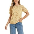 thumbnail image 1 of INSPIRAR CHIC Blusas de Chifón para Mujeres con Mangas Cortas, Con Volantes, Florales, para Trabajo y Oficina, Talla XL, Naranja y Blanco, 1 of 6