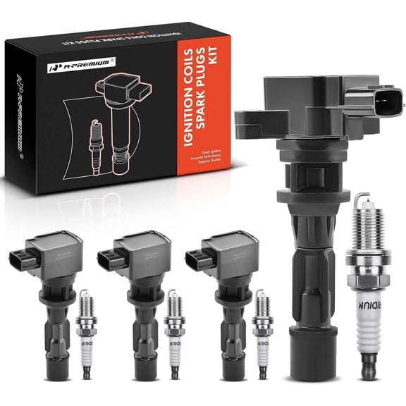 A-Premium Ignition Coils and Spark Plugs Kits Compatible with Mazda 5 2008-2010 2012-2015, 2.3L 2.5L 4-PC Set