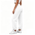 thumbnail image 5 of Jogger Sweatpants for Women Elastic Waist Loose Fit Ribbed Cuffed Ankle Casual Athletic Workout Lounge Fall Winter Everyday Pants with Pockets, 5 of 8
