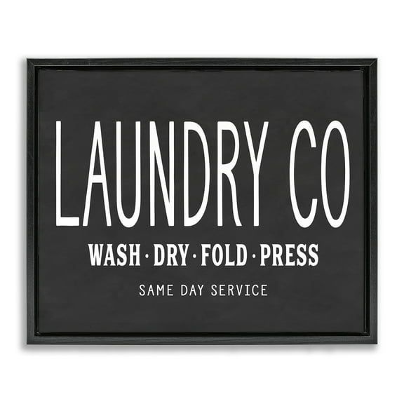 Stupell Industries Laundry Essentials Chalkboard Bath & Laundry Painting Black Floater Framed Canvas Art Print Wall Art, 21 x 17