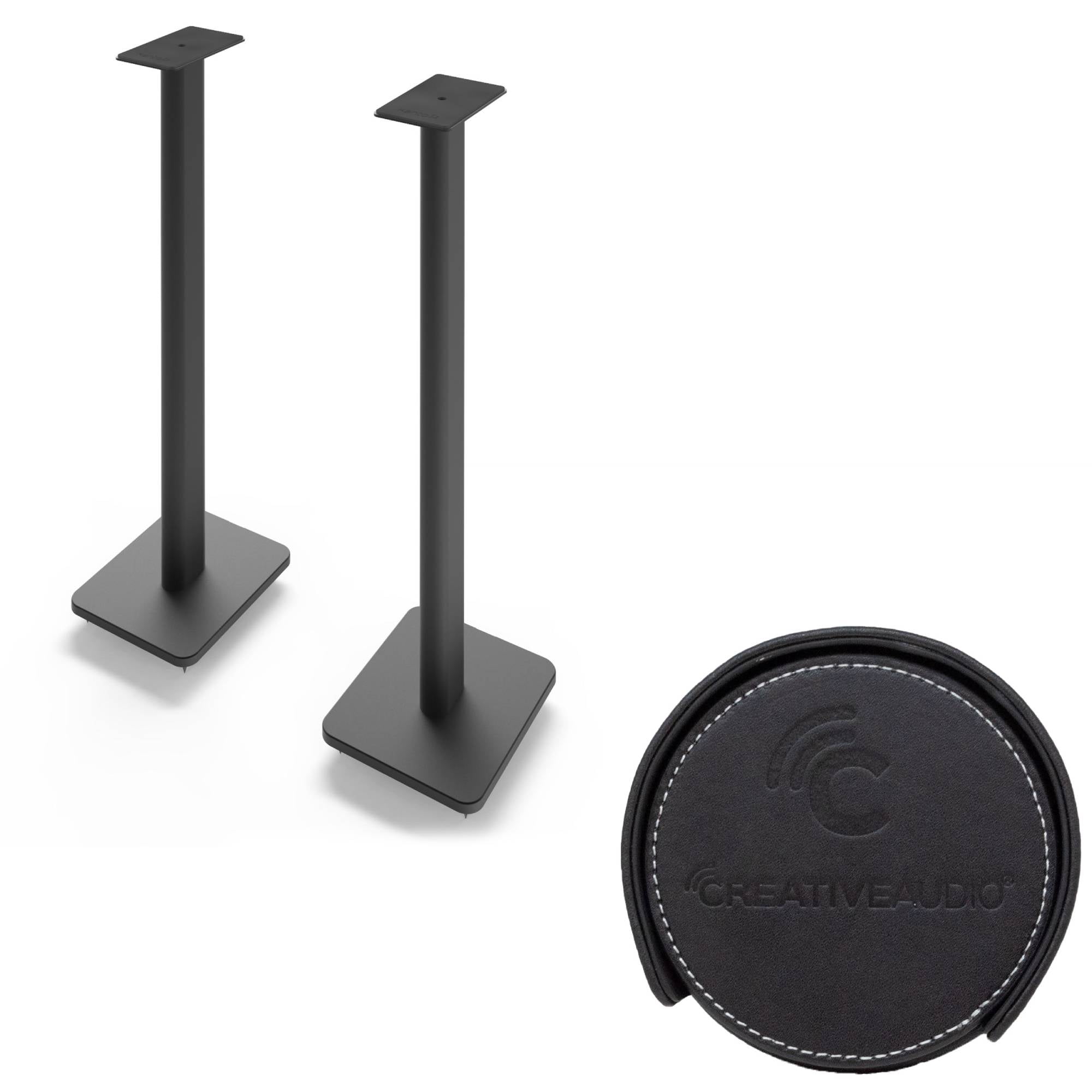 Kanto YU4MB YU4 Matte Black Powered Speakers with Bluetooth, Pair, with Pair of SP32PL 32" Floor Speaker Stands, Black