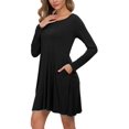 thumbnail image 4 of Vestidos casuales de manga larga con bolsillos para mujer Ormromra, 4 of 7