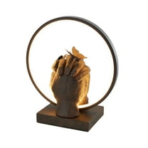 DecMode 13" Holding Hands Black Table Lamp with Shade