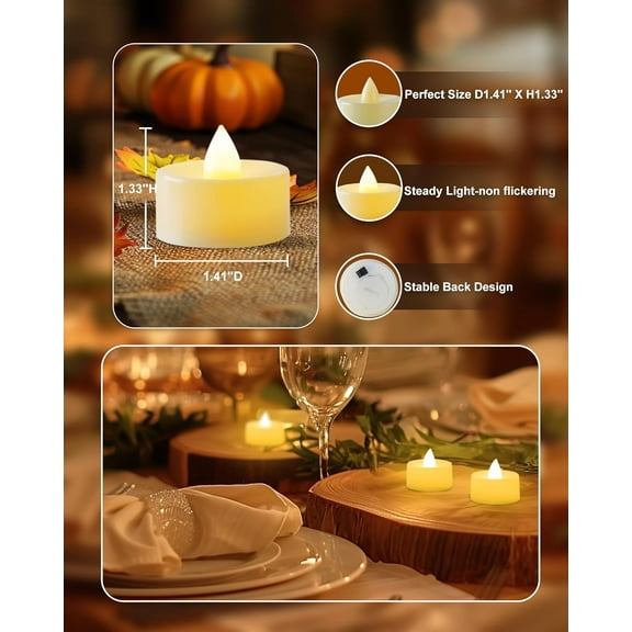 100 Pack Battery Operated Tea Lights, Flameless LED Candles for Wedding, Halloween, Table Decor