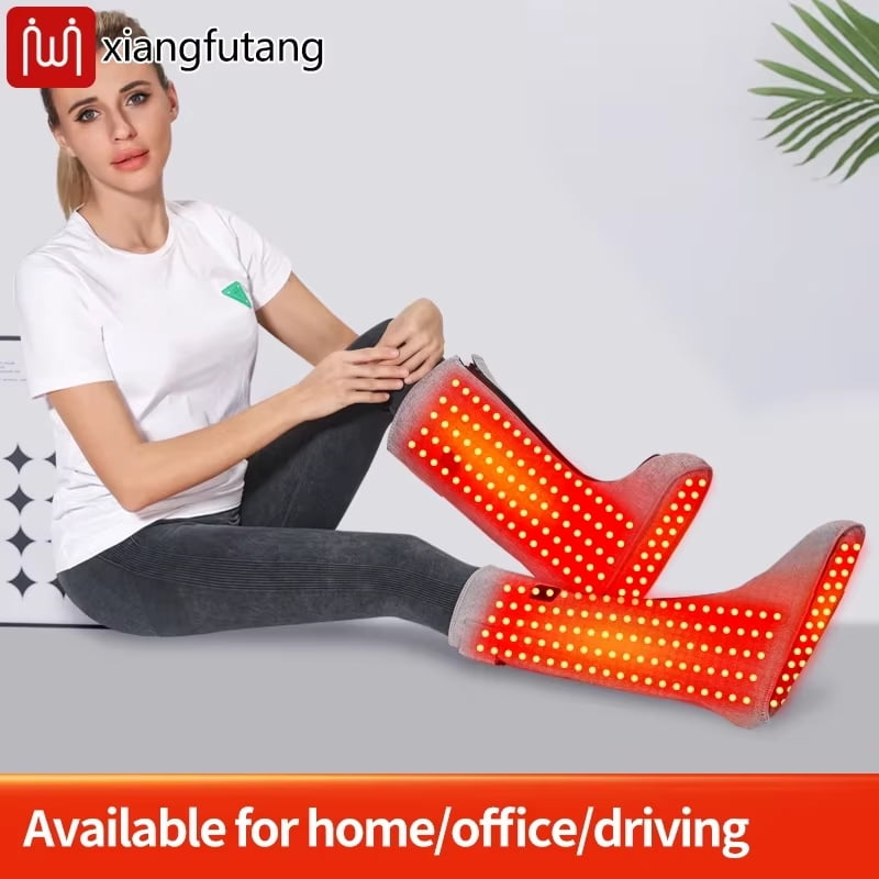 Heated Leg & Foot Massager – Electric Warming Boot with Vibration & Red Light, Full Calf to Foot Coverage, 3 Heat Levels, Auto-Off Timer, Washable, One Size, USB Powered, 1-Pack