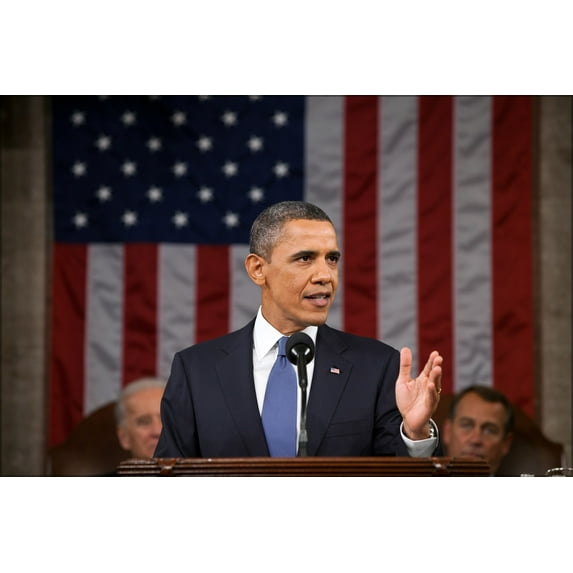 24"x36" Gallery Poster, President Barack Obama delivers the 2011 State of the Union Address