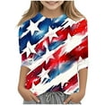thumbnail image 2 of BRGZLK Kids Independence Day 3/4 Sleeve T-Shirts American Flag Tees Cute Round Neck Casual Pullover Top For Middle And Large Children's Boys And Girls Multicolor 7-8 Years, 2 of 5
