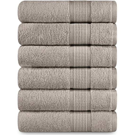Adobella 6 Premium Turkish Bath Collection Hand Towels, 100% Combed Turkish Cotton, 600 GSM, 16 x 28 inch, Beige (Set of 6)