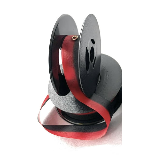 FJA Products Universal Typewriter Ribbon - 1/2 Inch Wide Black and Red Ink Ribbon with Eyelets on 2 Inch Spool