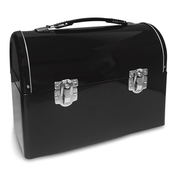 Plain Metal Dome Lunch Box - Black