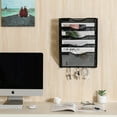 thumbnail image 3 of EasyPAG Wall Mount File Organizer with Key Hooks 5 Pocket Vertical Mesh Hanging Wall File Holder Magzine Paper Folders Rack for Office and Home,Black, 3 of 5