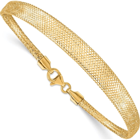 14K Yellow Gold Stretch Mesh Graduated Bracelet (7 X 6.92) Made In Italy sf2744-7