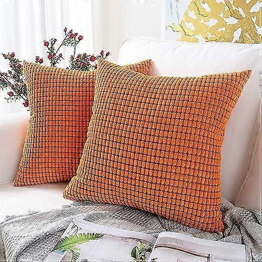 Paquete de 2 fundas de cojín cuadradas decorativas de pana suave para sofá o silla, 45 x 45 cm