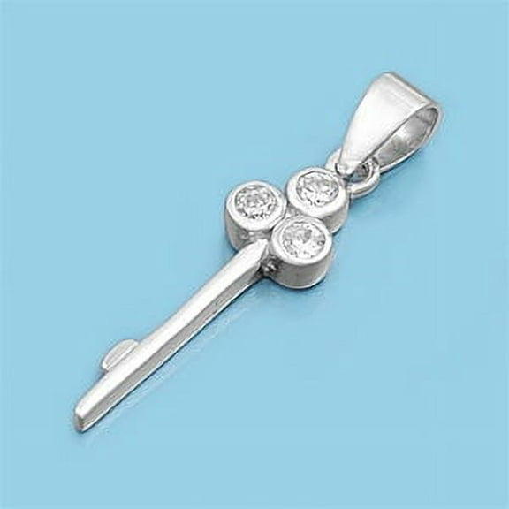 Key Cubic Zirconia Pendant Sterling Silver