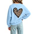thumbnail image 4 of Fall Hoodless Sweatshirts for Girl Loose Leopard Heart Printed Long Sleeve Crew Neck Solid Color Fashion Casual Pullover Tops Light Blue 12-13 Years, 4 of 7