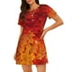 thumbnail image 1 of Easygdp Autumn Leaf Camisón de manga corta para mujer, informal, estampado, 1 of 6