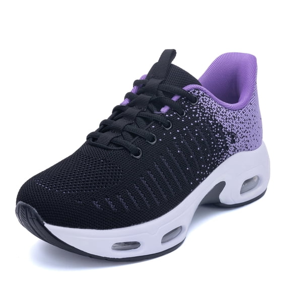AOV Women's Slip On Running Sneakers Lightweight Breathable Walking Shoes Gym Workout Jogging Sport Tennis Sneakers BlackPurple US 6.5