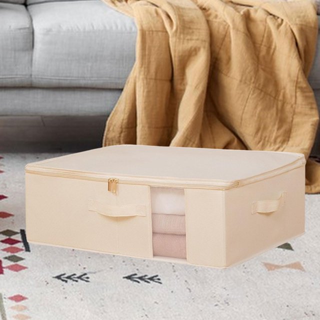 debajo de la caja de almacenamiento de la caja de ropa Organizador de juguetes Garnizador práctico contenedor de almacenamiento plegado con contenedor Beige