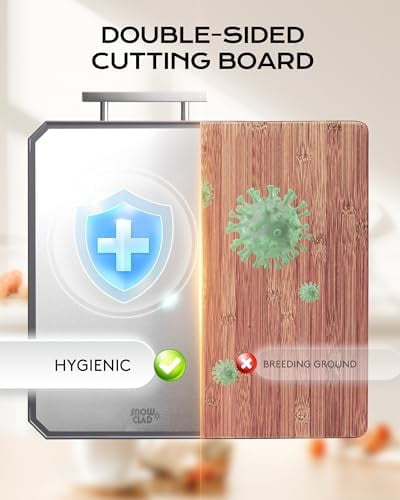 SNOWCLAD Stainless Steel Cutting Board,Double Sided Steel Bread Boards for kitchen,Stainless Steel/Wheat straw pp Large Board for meat,non toxic Chopping,16 * 11 Inch,Dishwasher Safe