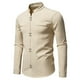 thumbnail image 1 of Blusa y camisa de manga larga con cuello vuelto para hombre, informal, a la moda, con botones sólidos, de poliéster, de manga larga y cuello vuelto., 1 of 8