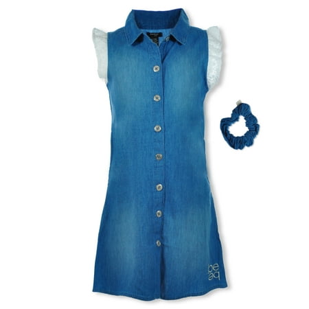 

Bebe Girls 2-Piece Dress With Scrunchie Set - medium wash 3t (Toddler)