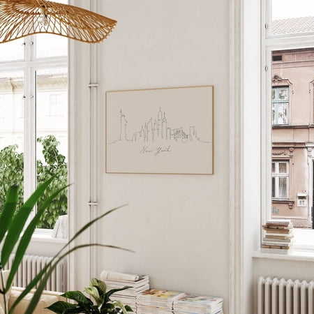 New York City Skyline Line Art Wall Art Travel Decor, Unframed Paper Print Size 8x12