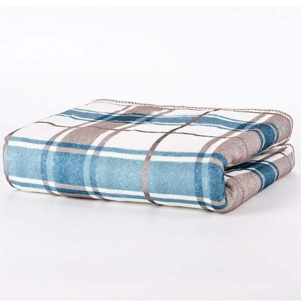 Manta eléctrica de invierno frío, calentador de cama para dormir, almohadilla de calentamiento de rodilla con calefacción de temperatura de 2 Decoración del hogar Tela escocesa cuadrada azul Ounissouiy HA072591-01