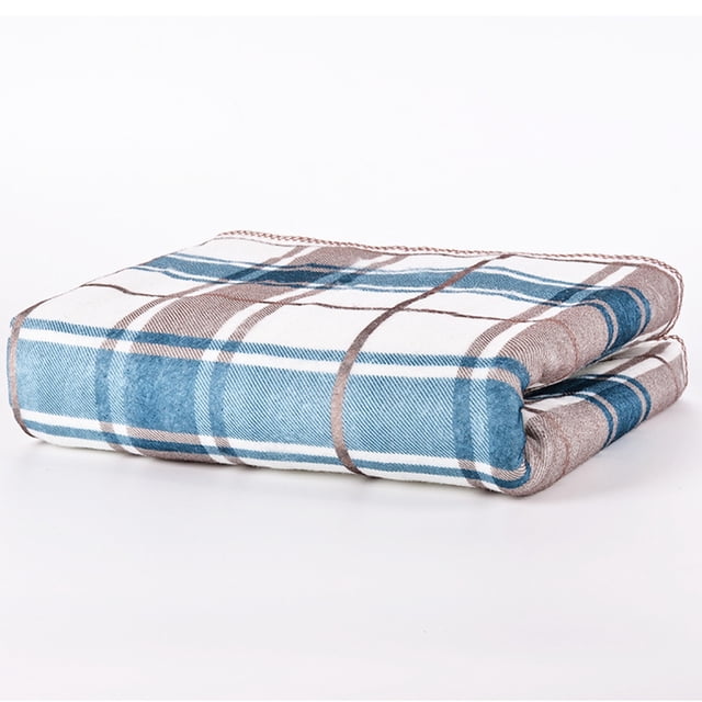 Manta eléctrica de invierno frío, calentador de temperatura ajustable, almohadilla de calentamiento de rodilla para sala de estar y dormitorio Decoración del hogar Tela escocesa cuadrada azul Bewildely HA072591-01
