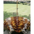 thumbnail image 3 of Outdoor Tablecloth with Umbrella Hole Zipper Leopard Stripes Round Tablecloth 54" Waterproof Outside Table Cloth Farmhouse Brown Black Animals Texture Patio Table Cover Tablecloths for Picnic Party, 3 of 8