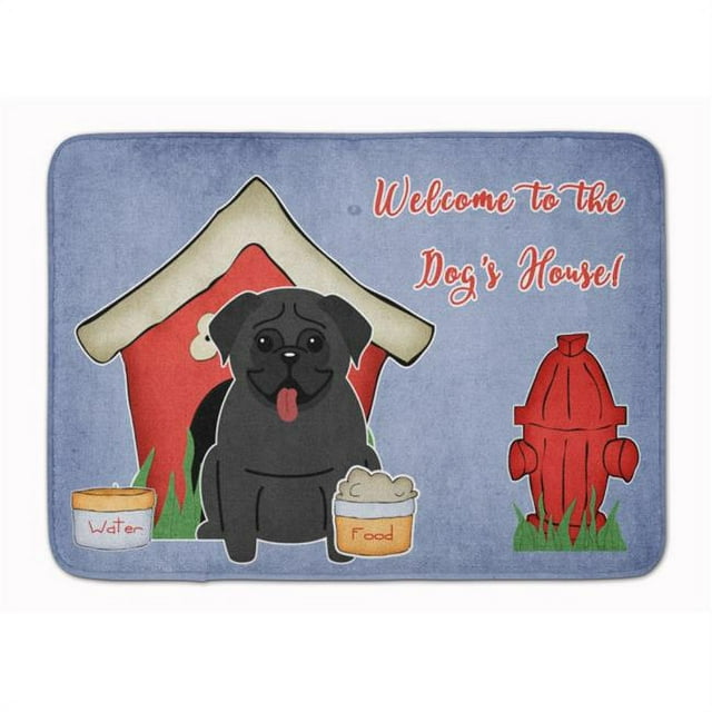 Carolines Treasures BB2760RUG Dog House Collection Pug Black Machine Washable Memory Foam Mat