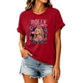 thumbnail image 3 of Dolly Shirt for Women Butterfly Portrait Graphic Tee Country Music T Shirt Short Sleeve Crew Neck Casual Western Top, 3 of 5