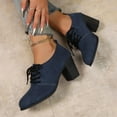 thumbnail image 3 of Xfvqtps Womens Lace Up Ankle Boots Chunky Heel Faux Suede Booties Round Toe Block Heel Shoes Casual Winter Boots Comfortable Heeled Boots, 3 of 9