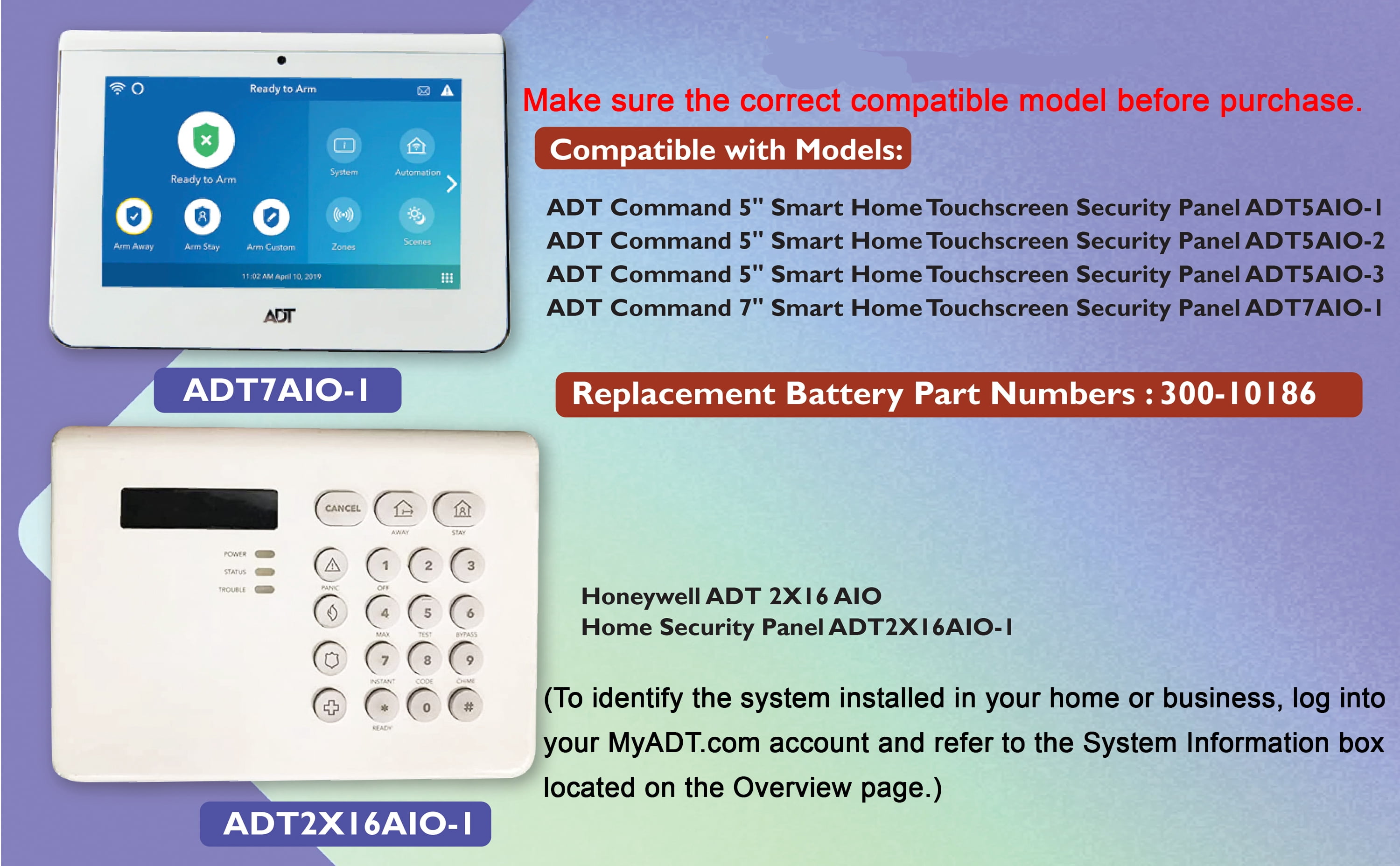 Replacement Battery 300-10186 for ADT Command ADT5AIO-1 ADT7AIO-1, Honeywell Pro 7 AIO5-2 7800mAh
