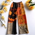 thumbnail image 4 of Womens Flannel Pajama Pants Warm Cozy Flannel Pj Bottoms Printed Halloween Pajamas Drawstring Lounge Plush Pants High Elastic Waist Wide Leg Bottoms, 4 of 4