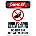 thumbnail image 1 of High Voltage Cable Buried Do Not Dig Between Signs Sign, OSHA Danger Sign, 18x24 Aluminum, 1 of 1