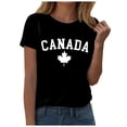 thumbnail image 1 of WEIYLL T-Shirts pour Femmes, Imprimé Feuille d'Érable, Noir, Tailles TG, 1 of 3
