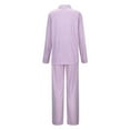 thumbnail image 4 of FUNDUFI Womens Pajama Set Fashion Plaid Printed Long Sleeve Lapel Buttons Up Pajama Shirts Stretchy Sleepwear Pants Breathable Loose Fit 2Pcs Homewear Pajama Sets Comfortable Sleep Clothes, 4 of 7