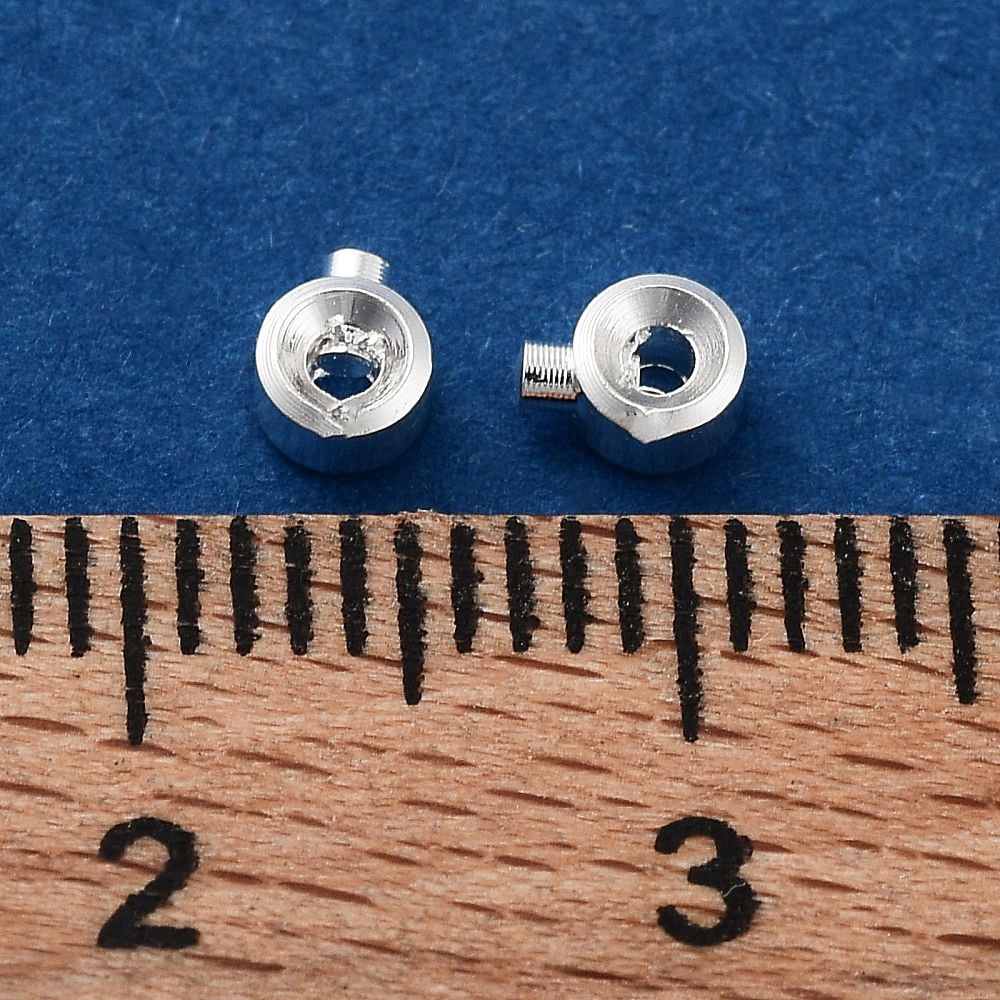 200 pc Brass Crimp Beads Column 925 Sterling Silver Plated 4x3x2mm Hole: 0.9mmDIY