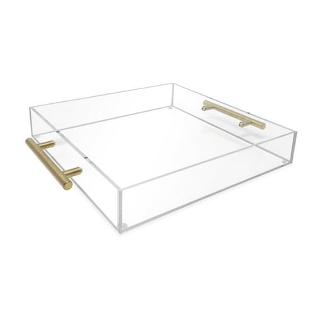 

Isaac Jacobs 12x12 Acrylic Serving Tray with Gold Handles
