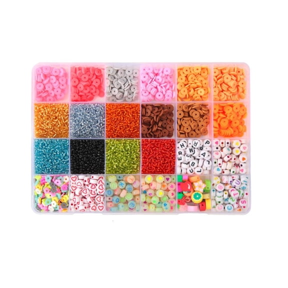 Tizuqe Clay Beads for Bracelets Jewelry Making, 24 Style Bright Colors Letter Beads Flat Round Beads, Fruit Beads, Heart Bead