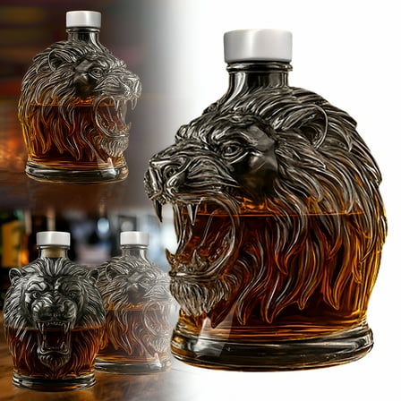 ACDANC Lion Shaped Whiskey Decanter,Funny Lion Statue Glass Decanter Decoration for Home,Office and Bar,Unique Whiskey Bottle for Tequila,Bourbon,Brandy and Vodka,Gifts for Men Father Husband