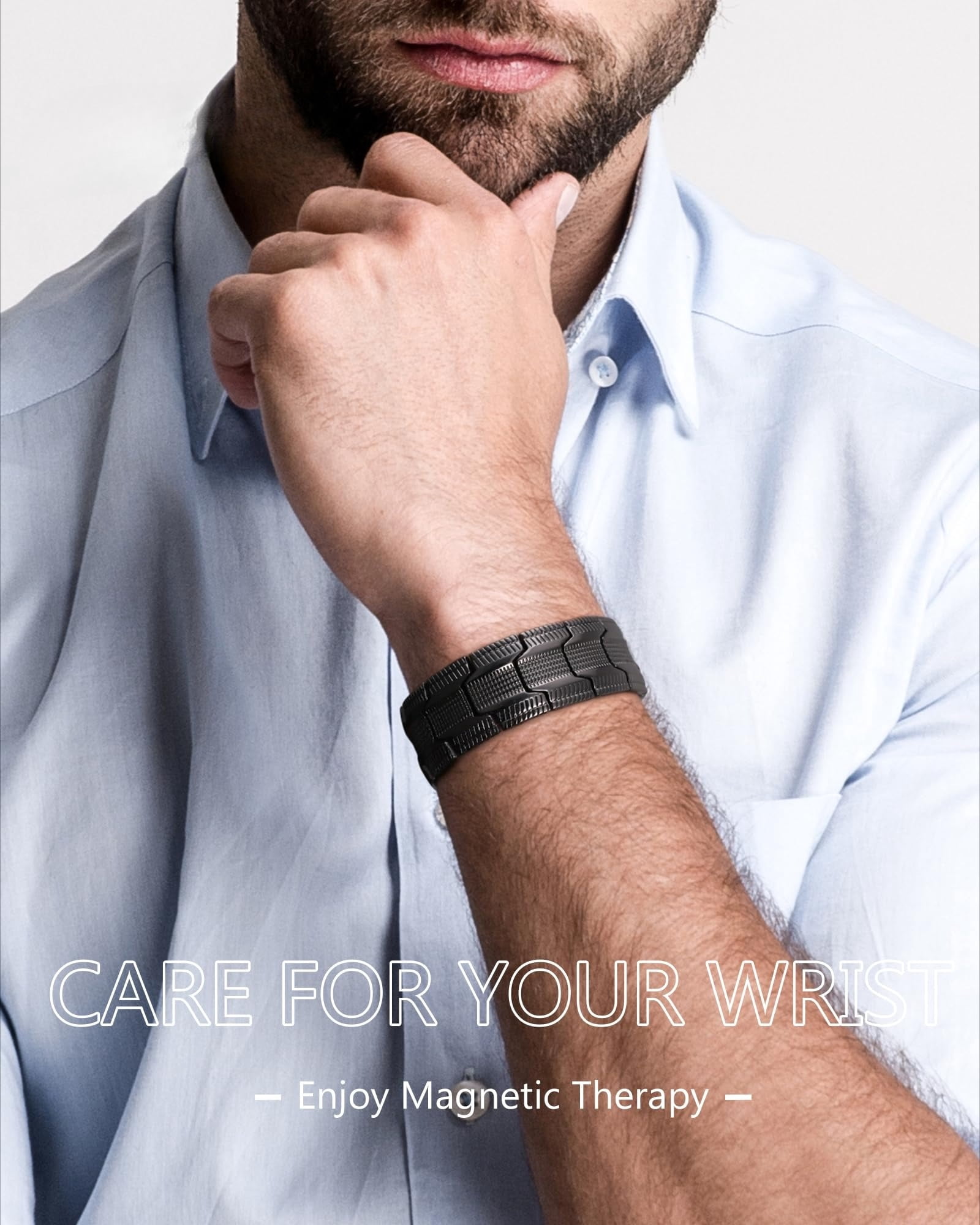 Wollet 3X Black Copper Magnetic Bracelet for Men, Copper Jewelry Gift for Valentine's Day