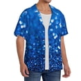 thumbnail image 2 of Balery A Blue Glitter Camisa Casual de Manga Corta con Botones para Hombre, Texturizada, Estilo Cubano, para Playa, Verano-XX-Large, 2 of 5