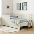 thumbnail image 4 of AENKYO Twin Size Upholstered Daybed with Adjustable Backrest, Velvet Sofa Bed Frame with 2 Storage Drawers, Beige, 4 of 10