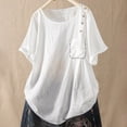 thumbnail image 1 of Débardeurs d'Été Grande Taille pour Femmes Mode Chandail Uni Col Rond Manches Courtes Chandail Assorti T-Shirt Col en V Femmes en Liquidation, 1 of 4