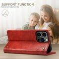 thumbnail image 4 of Nalacover Vintage Wallet Case for iPhone 14 Pro Max, Magnetic Closure Flip Folio Cover with Card Slots Kickstand, Classic PU Leather TPU Shockproof Anti-Scratches Case for iPhone 14 Pro Max,Red, 4 of 6