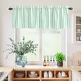 thumbnail image 5 of 3 Piece Kitchen Curtains and Valances Set Green White Stripe Cafe Curtains 24 Inch Length Modern Minimalist Geometric Striped Valance & Tier Curtain for Living Room Bedroom Window 54"x18"+27"x24"*2, 5 of 6