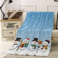 thumbnail image 2 of Christmas Cute Snowman Throw Flannel Blanket 32x48In Snowflakes Winter Blue Texture Super Soft Cozy Bed Blanket, Lightweight Plush Fuzzy Bed Throw for Bedroom Sofa Couch Living Room, 2 of 4
