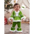 thumbnail image 6 of Spewahor Toddler Baby Girl Christmas Santa Outfits 6 12 18 24 Months 2T 3T 4T Plush Patchwork Round Neck Tops + Elastic Waist Flare Pants, 6 of 9